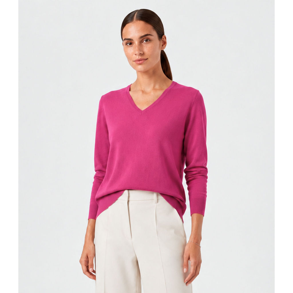 Suéter Feminino Gola V Em Tricot Rovitex Roxo