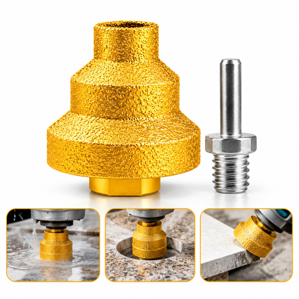 Broca Diamantada de Chanfro M14 20/35/50mm Para Porcelanato, Cerâmica e Madeira