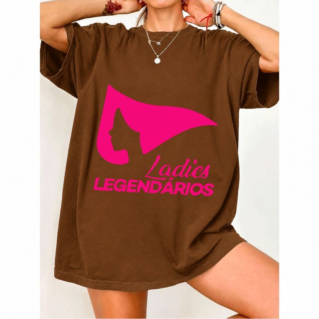 [Camiseta Premium em Algodão Puro]MIA Camiseta Feminina Oversized Streetwear, Estampa Ladies Legendários, 100% Algodão, 