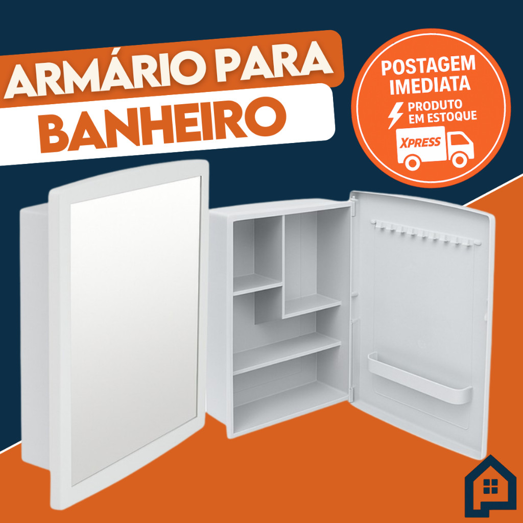 Armário de Banheiro com Espelho BRANCO| Prateleiras Internas | Compacto, Moderno e Funcional