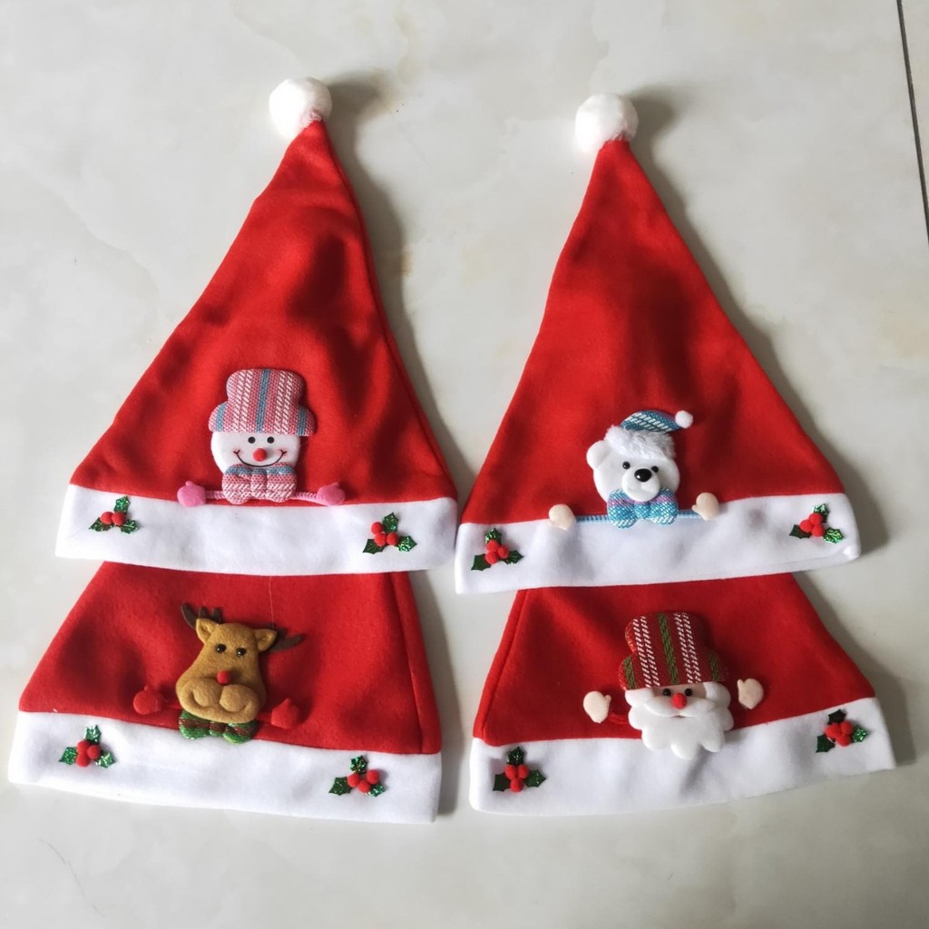 ❤❤ Chapéu de natal luminoso dos desenhos animados, chapéu de natal dos desenhos animados, chapéu de natal não tecido, ch