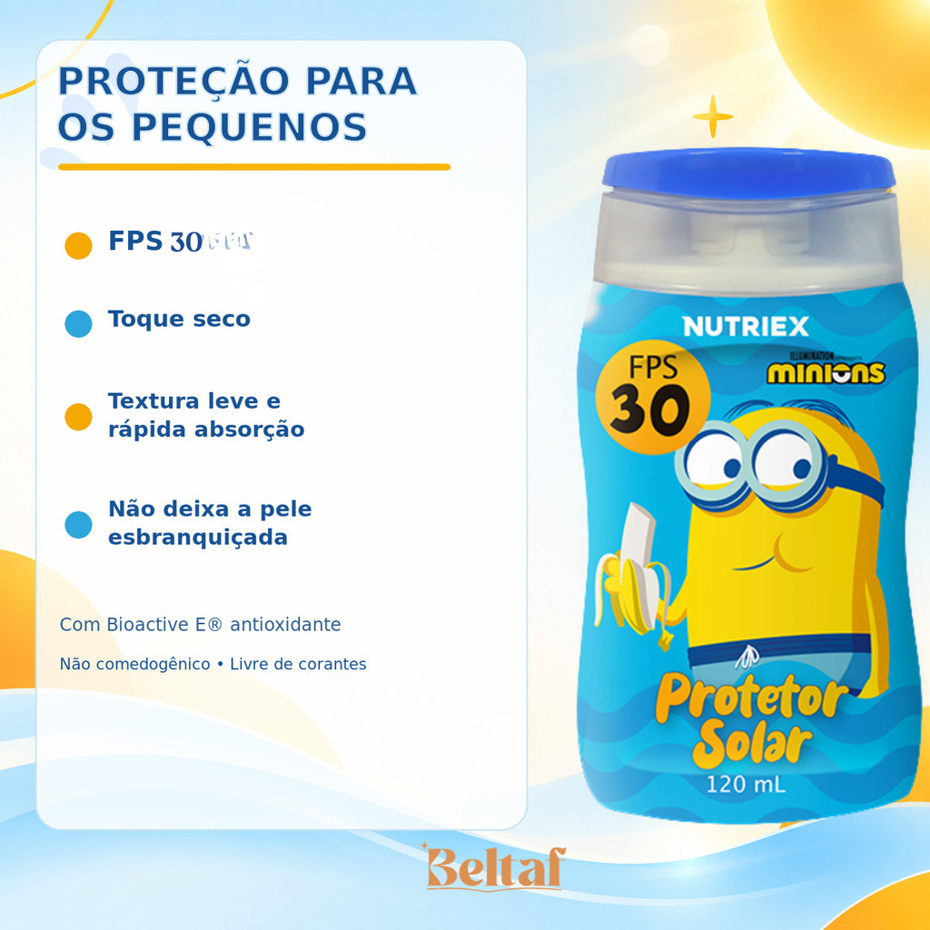 Protetor Solar Minions FPS 30 Infantil Kids Nutriex 120ml — imagem 2 de 2
