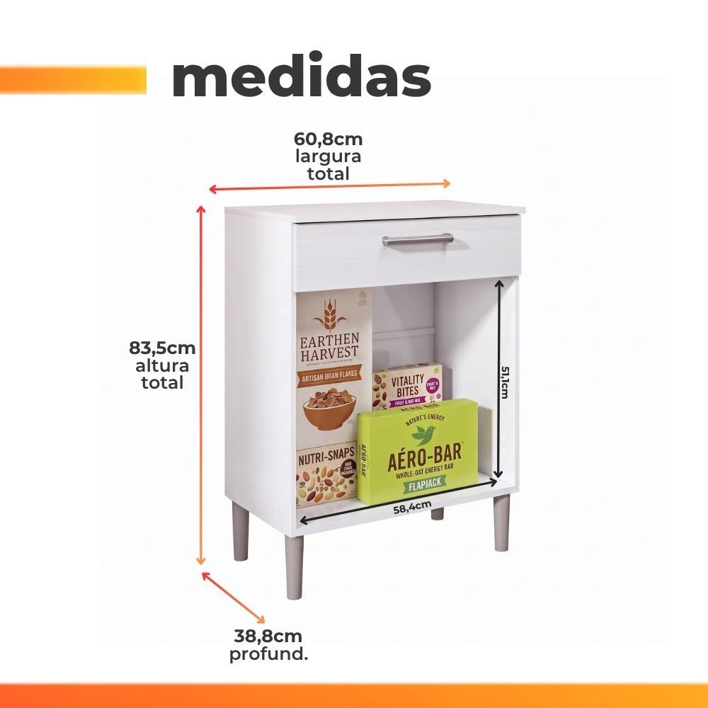 Armário de Cozinha Balcão Multiuso Para Micro Ondas Com Gaveta Diamante Branco Kit's Paraná · foto 2