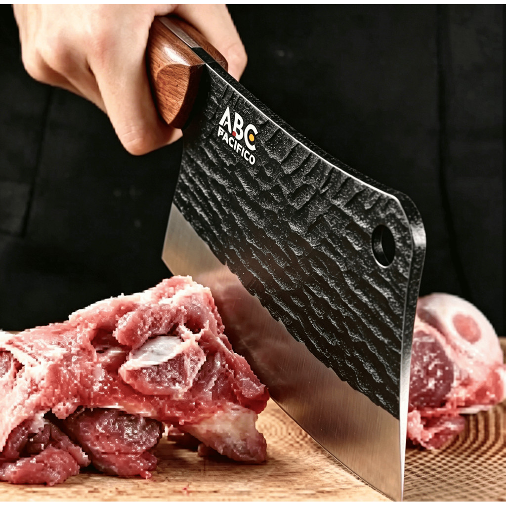 Machadinha ABC Aço Inox Martelado Cabo Madeira Artesanal para Ossos Carnes Duras Profissional