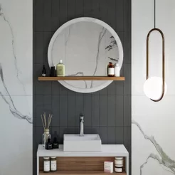 Espelheira para Banheiro com Prateleira Jasper Branco/Itapuã