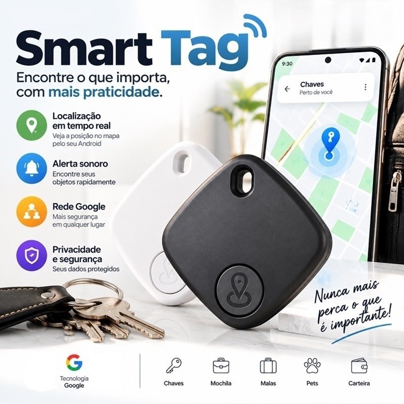 Rastreador Smart Air Tag para Iphone Localizador Mala Pet Carro Moto Apple IOS AIRER.BR