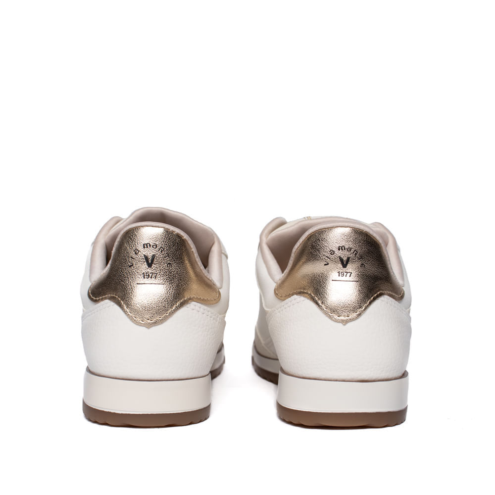 Tênis Feminino Via Marte Nobuck Retrô Off White/Dourado — imagem 2 de 2