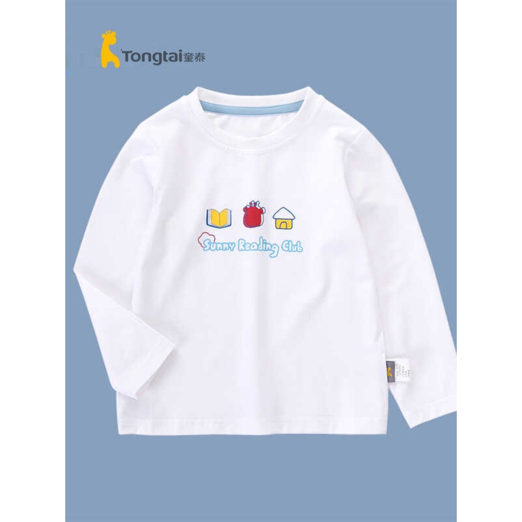 Tongtai novo estilo primavera bebê crianças de manga comprida em torno do pescoço camiseta verão masculino feminino bebê