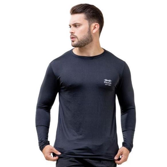 Camisa Térmica Masculina Proteção Solar UV 50+ Manga Longa Camiseta Malha Academia Respirável