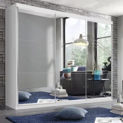 Guarda Roupa Casal Premium Elle 205,9cm com Espelho 3 Portas 4 Gavetas Yescasa Branco Branco