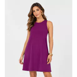 Vestido Feminino Curto Em Malha Visco Infinita Cor Roxo