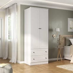 Guarda-Roupa 2 Portas 2 Gavetas Fort Branco Branco