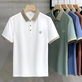 Primavera verão novo estilo all-match masculino de manga curta camiseta bordado lapela camisa polo negócios meia manga t