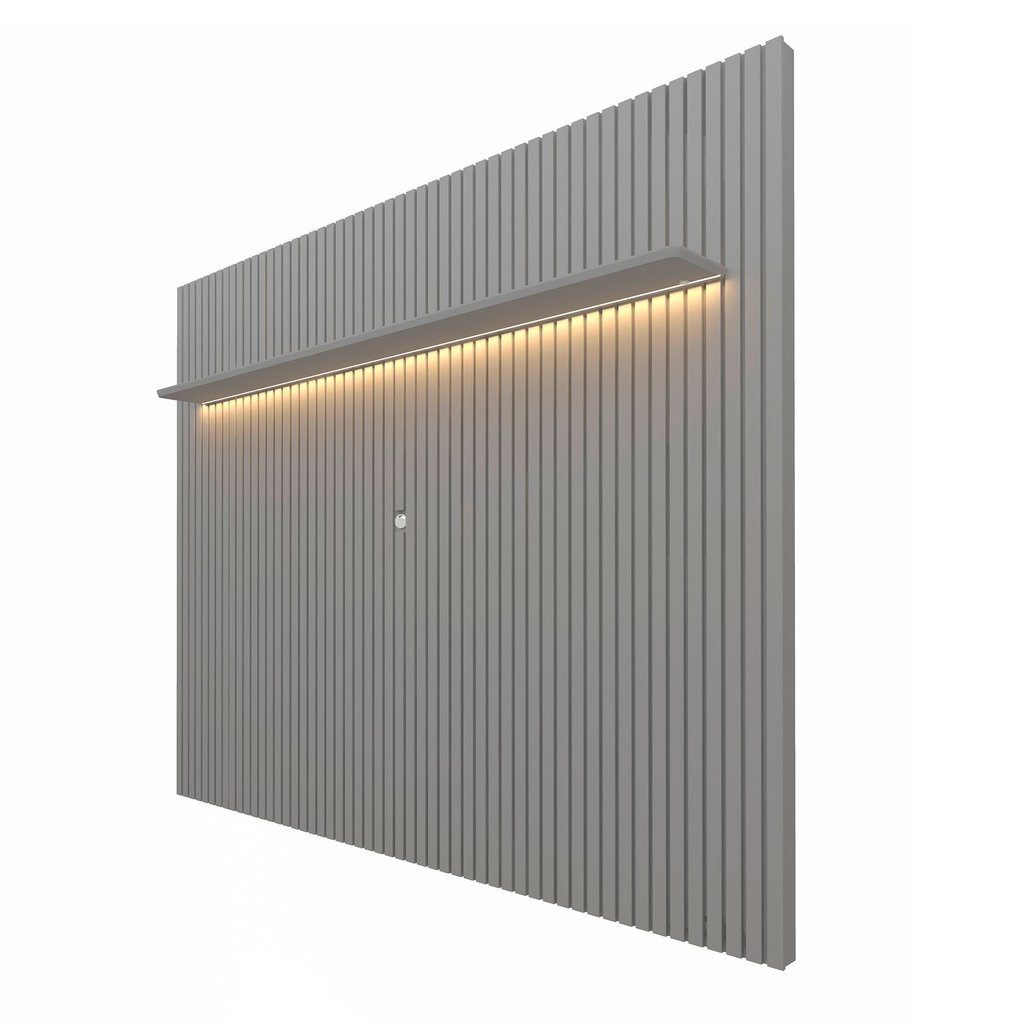 Painel para TV até 90 Polegadas 100% MDF Ripado com LED Cinza 250x230cm Requinte Cinza · foto 2