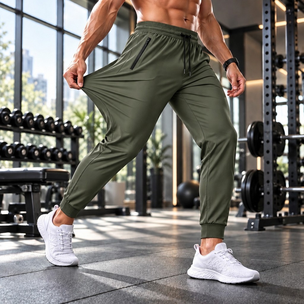 Calça Masculina Jogger Poliamida Academia Fitness Esportiva Corrida Treino com Zíper Confortável