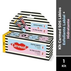 KIT CARMED SOS LÁBIOS ESFOLIANTE LABIAL + HIDRATANTE ULTRA GLOSS ALGODÃO DOCE