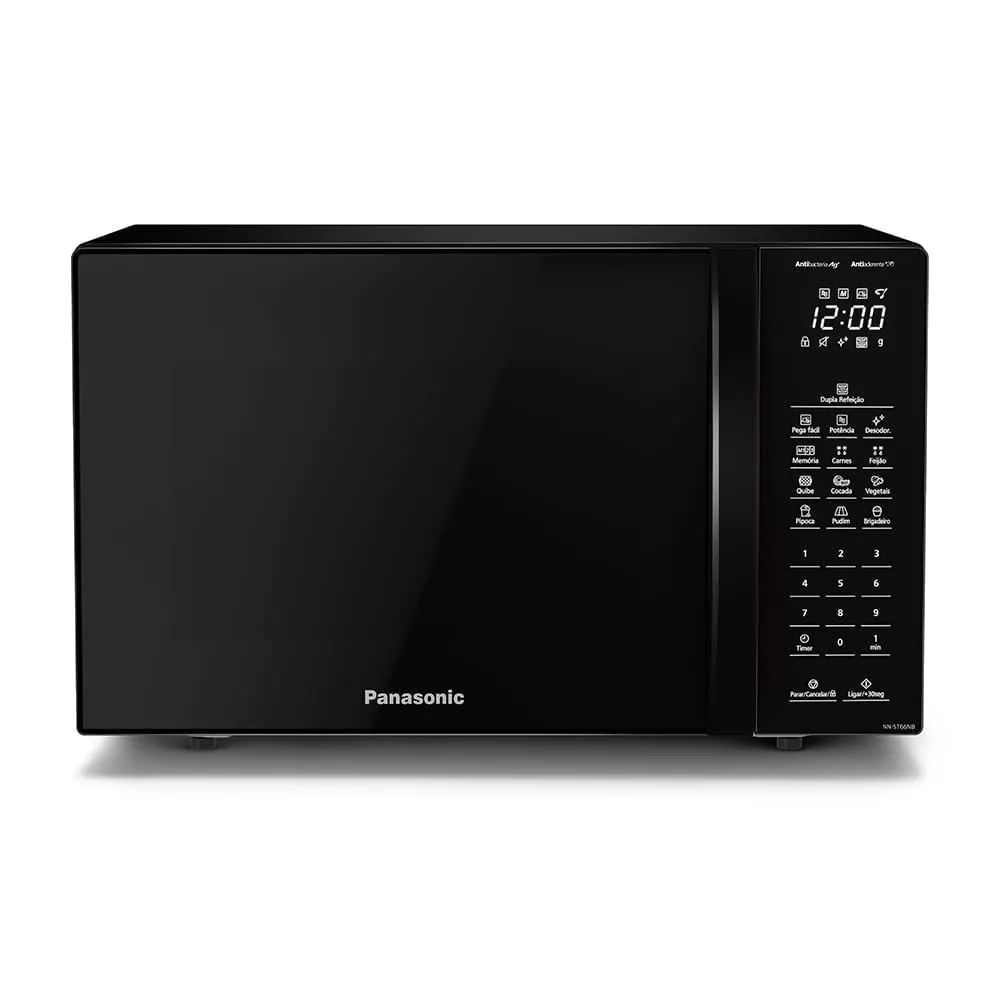 Micro-ondas Ideal+ Panasonic ST66 Dupla Refeição 34L Black Glass - NN-ST66NBRU