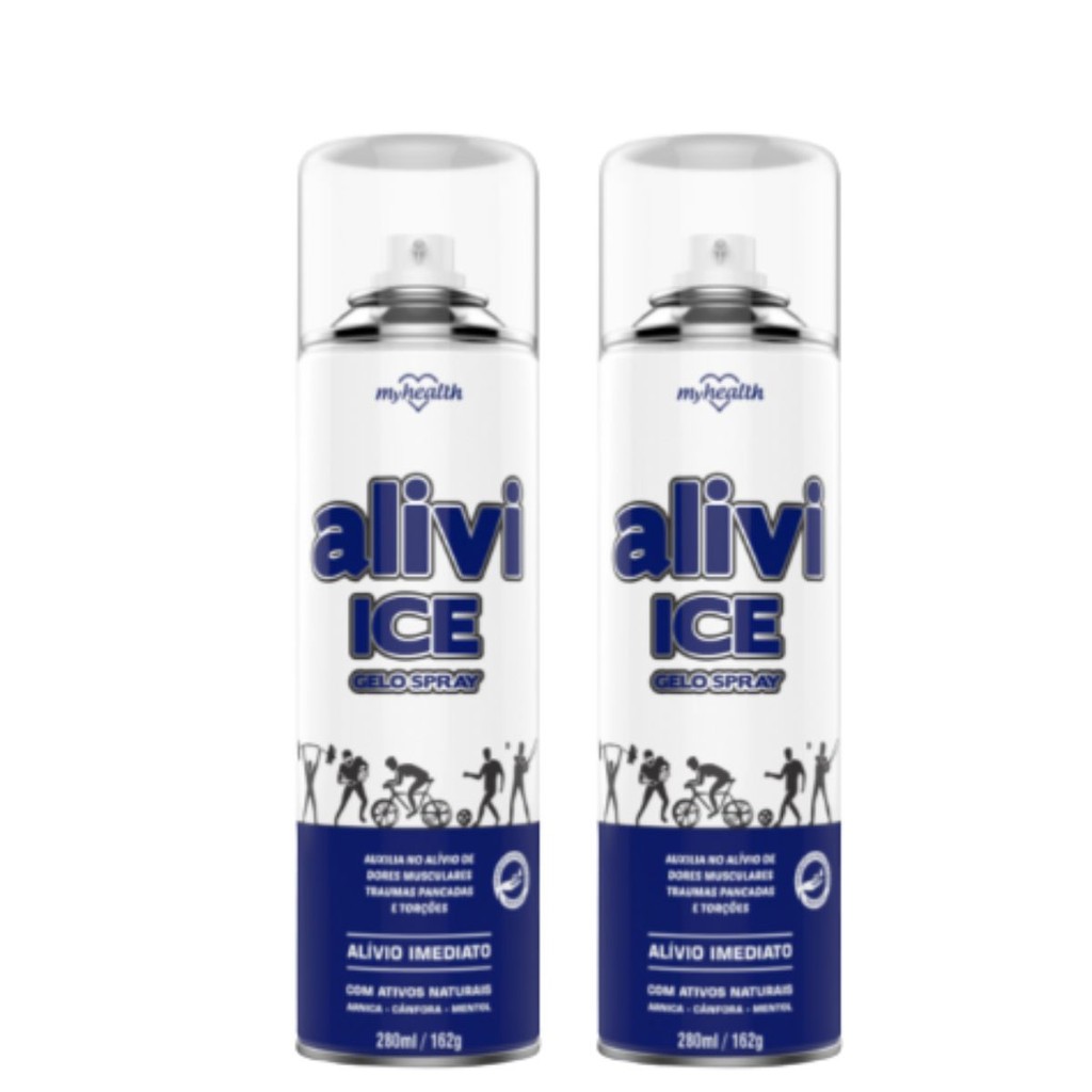 kit c/ 2 Spray Gelo Alivi Ice Alívio Imediato de Dores Musculares e Contusões 280ml - My Health em Oferta na Shopee