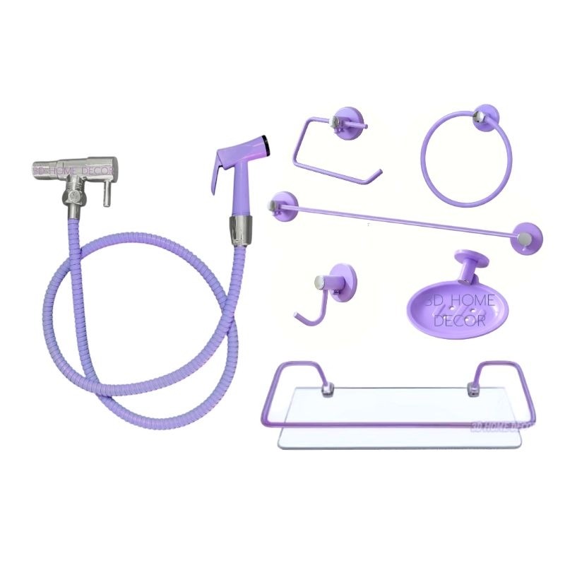 Acessórios Para Banheiro Lilás Roxo Metal Ducha Higiênica Metal Lilás Papeleira Inox Roxo Saboneteira