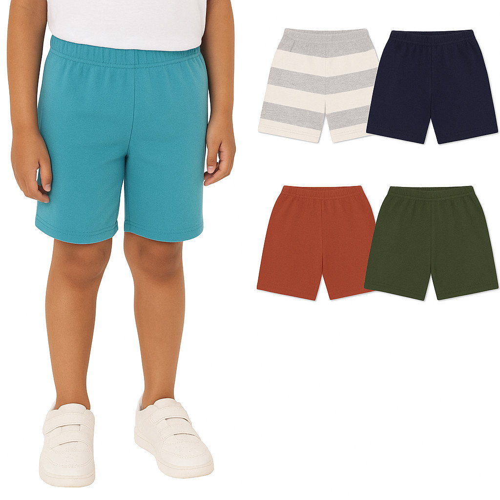 Kit 3 Shorts de Moletom Menino Verão Infantil Sortidos- Kit 3 Bermuda de Menino Verão- Bermuda Masculina Infantil