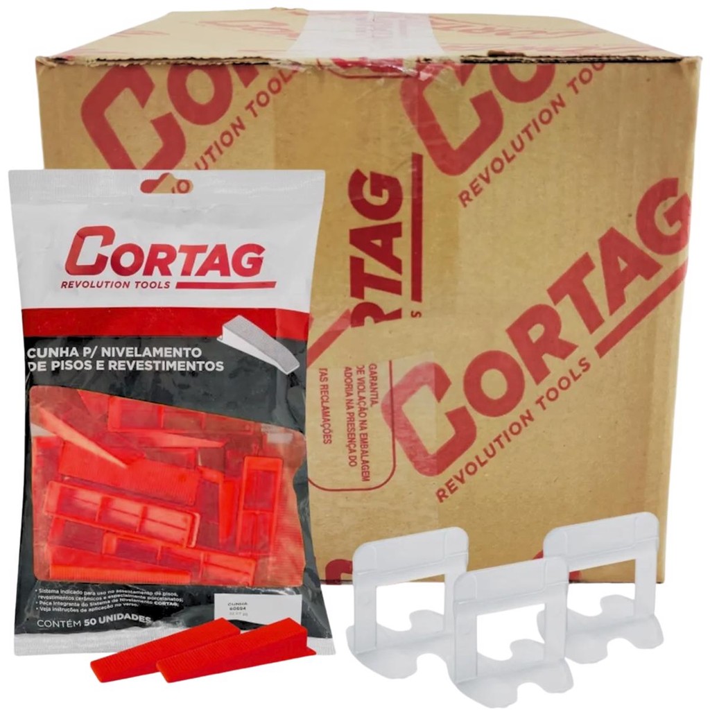 1000 Espaçadores Nivelador Slim + 200 Cunhas + Colher Cortag em Oferta na Shopee