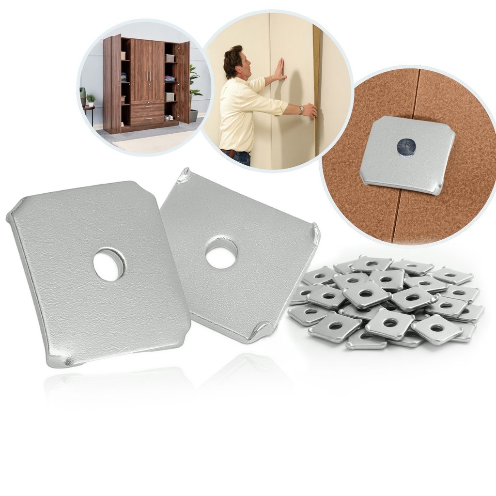 Kit 20 Garra União Fundo Armário Guarda Roupa Roupeiro Fixador Móveis Tarraxa Tarracha Junção Tachinha Chapa MDF Madeira