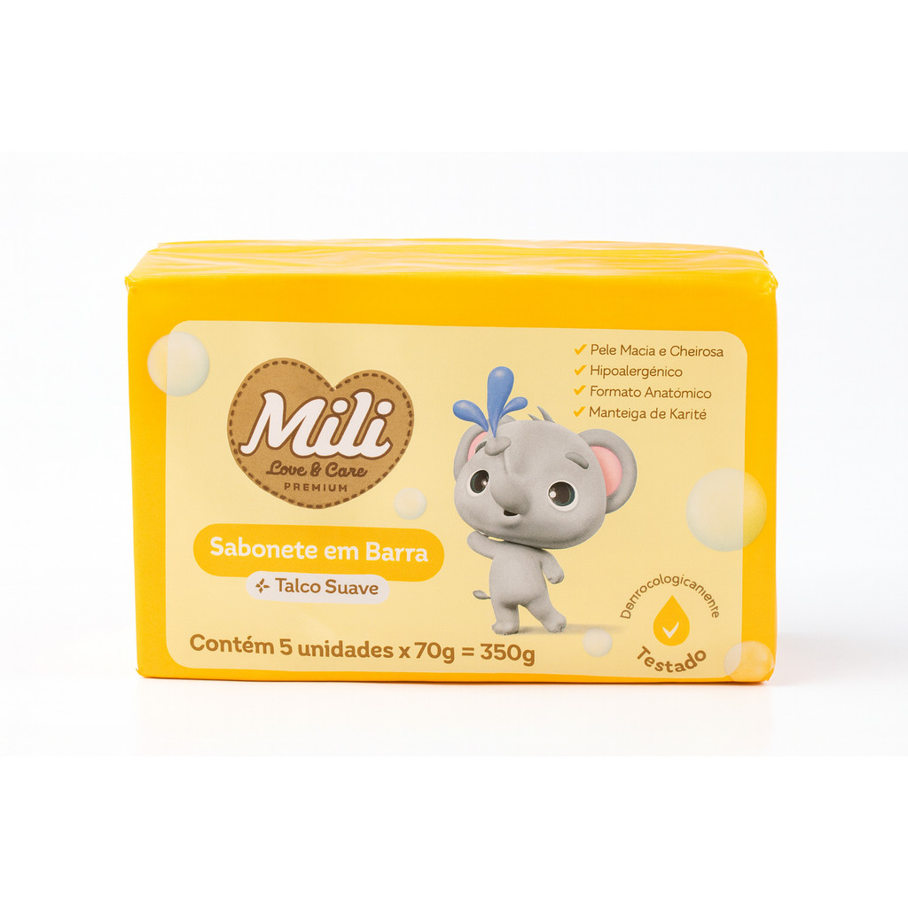 Sabonete Barra Love & Care Talco Suave C/ 5 Unidades - Mili