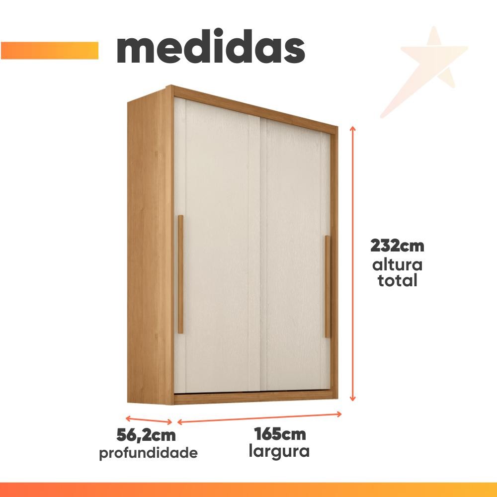 Detalhes do Guarda Roupas Casal 2 Portas de Correr 3 Gavetas 100% MDF Ravena