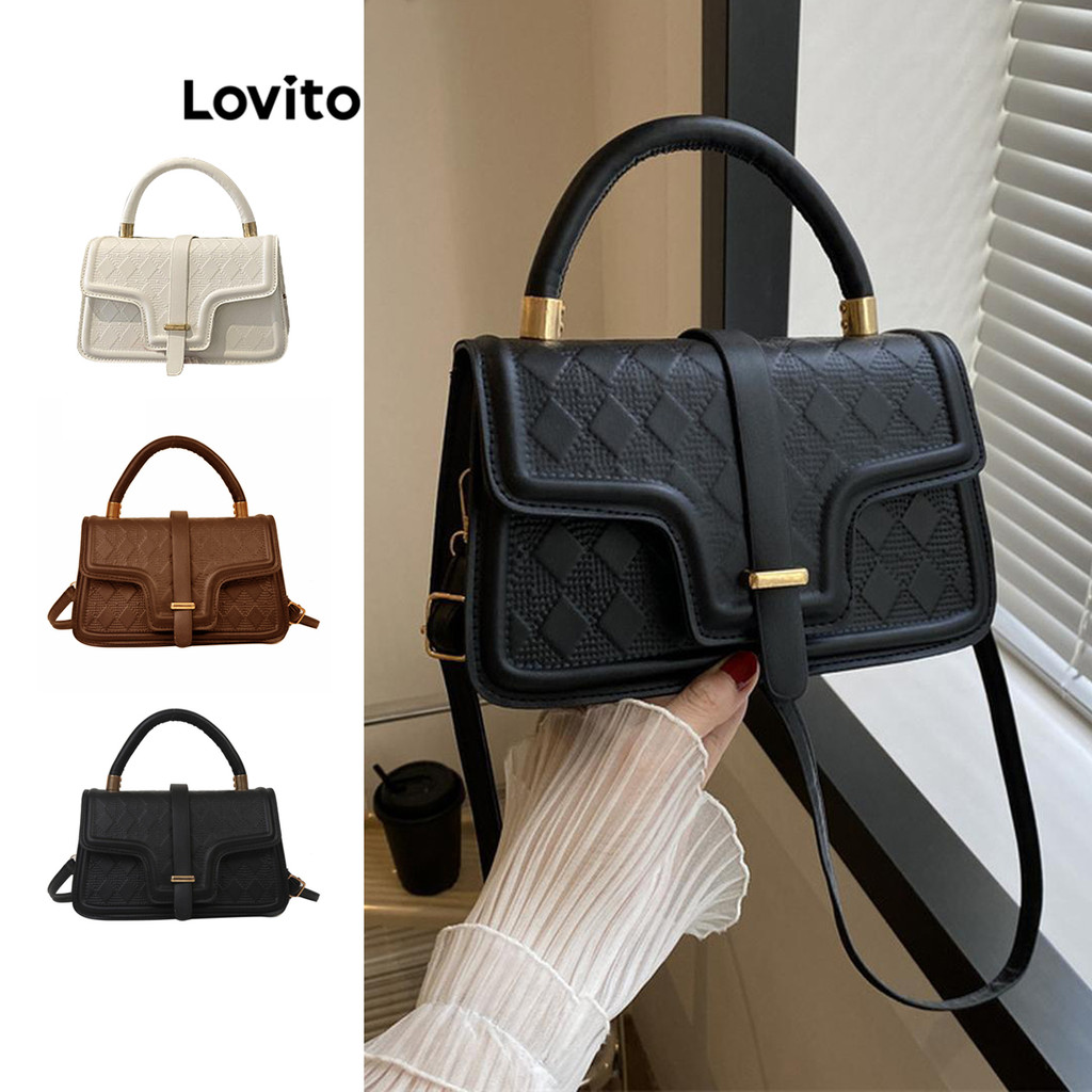 Lovito Casual simples projetado aba diário pequena bolsa de ombro para mulher LFA71247 em Oferta na Shopee