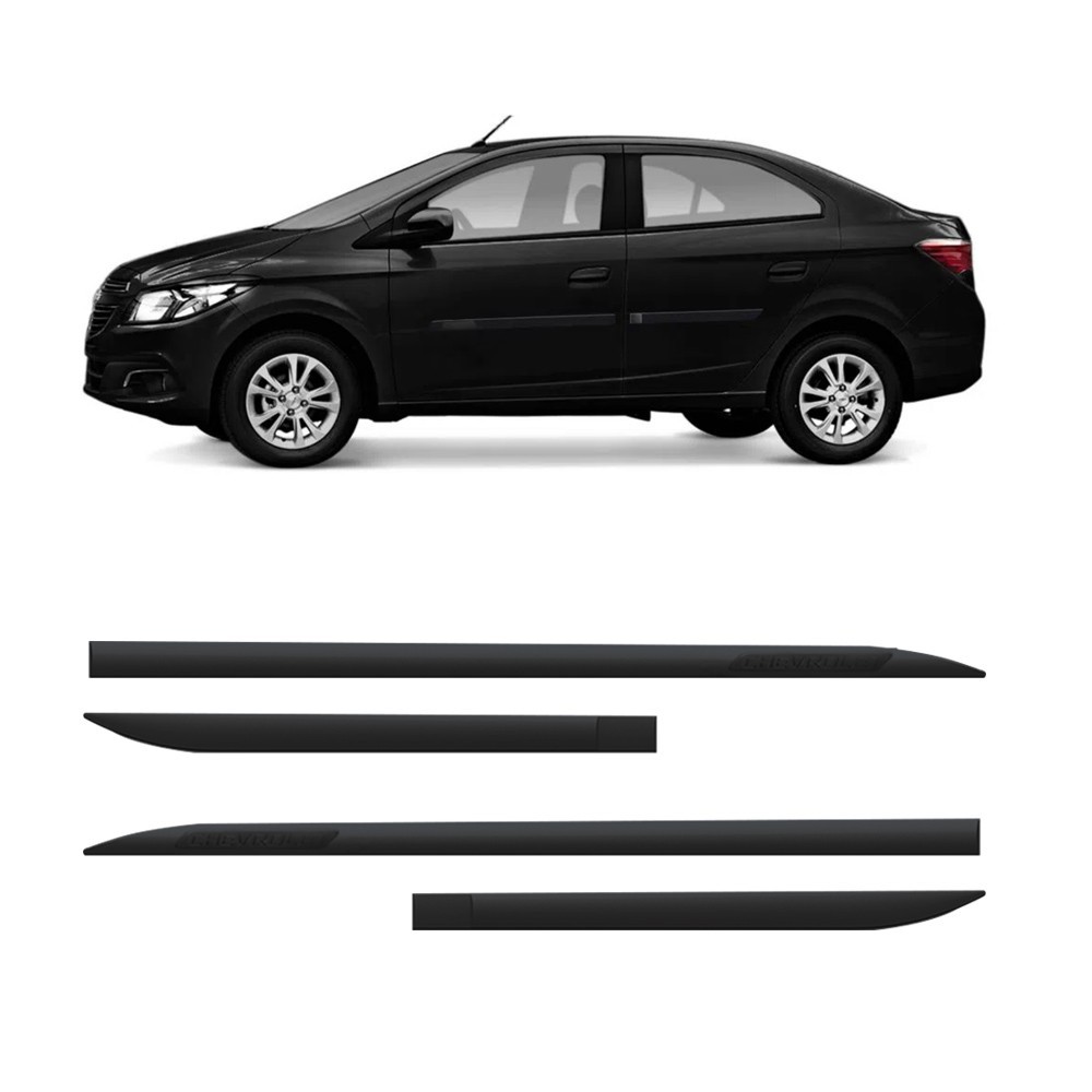 Friso Lateral Chevrolet Flash Cotrim Protetor Portas Preto Global 4 Peças