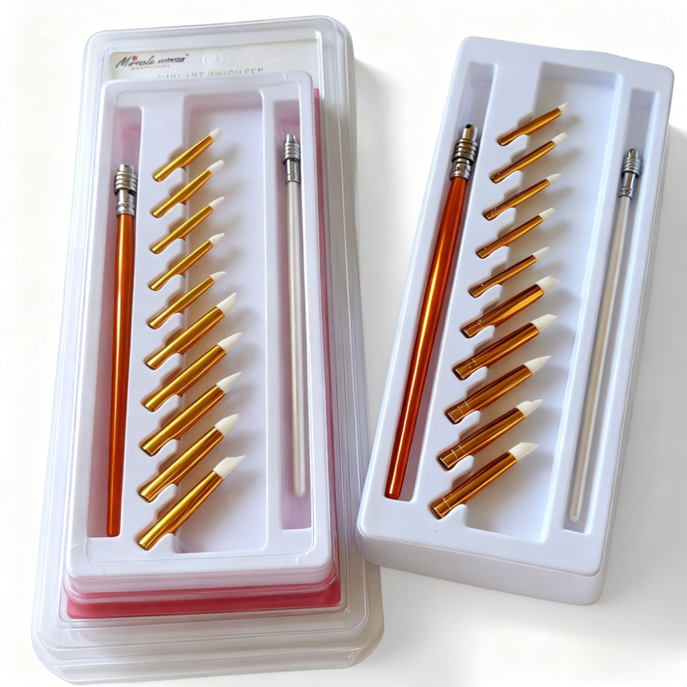 Kit com Pincel troca Ponta 10 Ponteiras de Silicone para Nail Designer em Oferta na Shopee