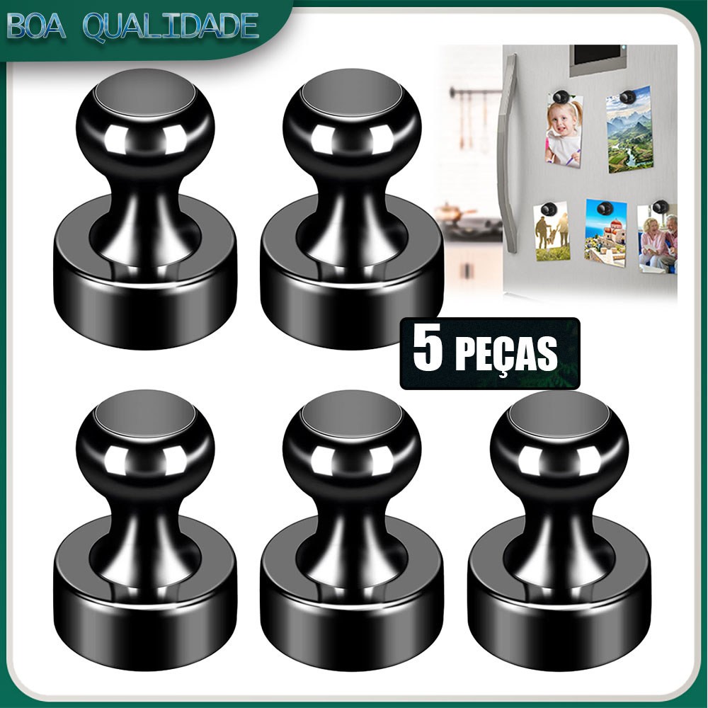 5x Super Forte Neodímio Magnético Pinos Otário Percevejo Ímã De Aço Durável Push Pin Para Geladeira Quadro Branco-Preto