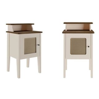 Kit 2 Mesas de Cabeceira 100% Mdf Porta Reversível Detalhes Curvos em Oferta na Shopee