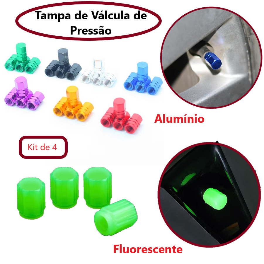 Kit 4 Pcs Tampas Válvulas Pneu da Roda Estilo Fluorescente Carro Automóveis Capa Acessórios Motocicleta Auto Peça Carpei · foto 2