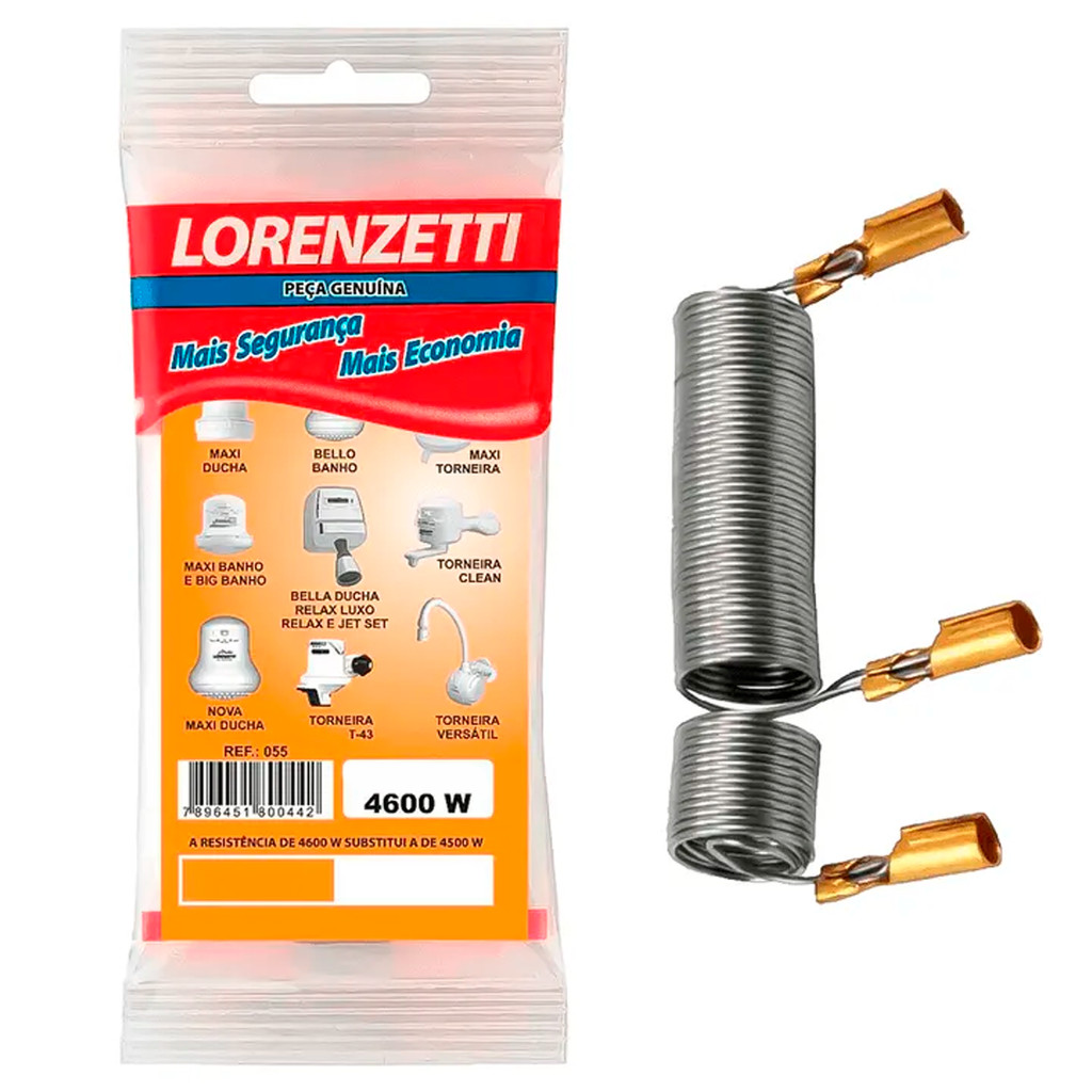 Resistência Para Maxi Ducha Lorenzetti 4600W 127V ou 220V Para Vários Modelos Torneira Chuveiro
