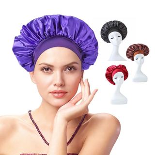 1 / 2 Pcs Touca/Gorro de Cetim Para Domir com Aba Faixa Larga Gigante Cabelo Anti Frizz Toca Head