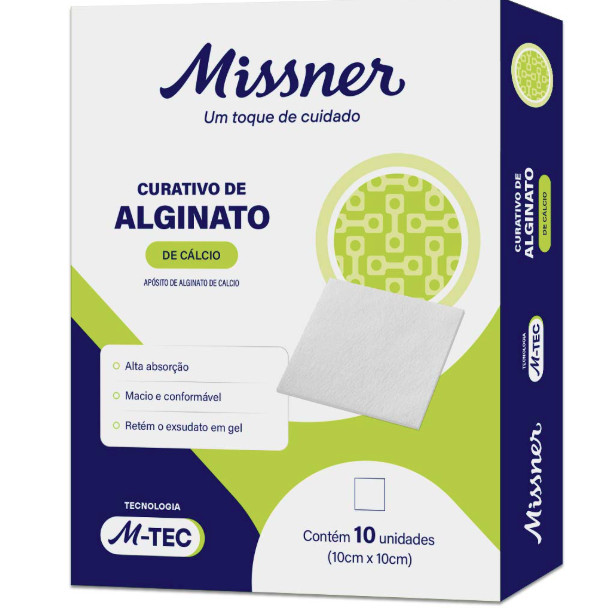 Caixa de Curativo Alginato de Cálcio 10 X 10 cm C/10 unidades Missner