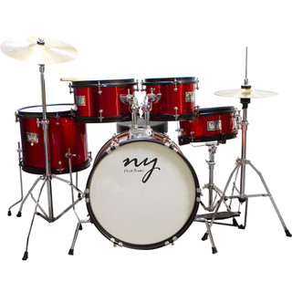 Bateria Acústica Infantil Junior 2T Vermelha com Banco New York