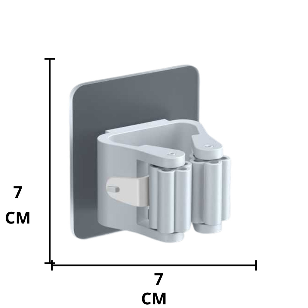 Organizador de Vassouras e Rodos Sem Furar - Kit 5 Suportes Adesivos com Fixação Forte e Design Moderno