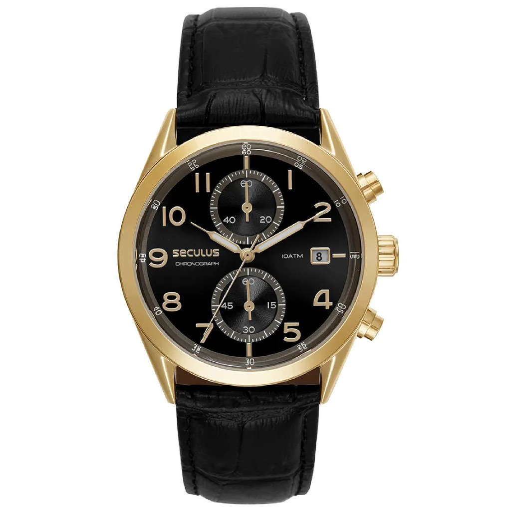 Relógio Seculus Clássico 77338GPSVDC2 Couro Crocodilo Preto em Oferta na Shopee