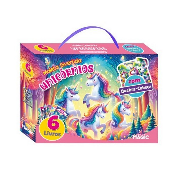 Box com 6 Livros Maleta Divertida - Unicórnios - Magic Kids