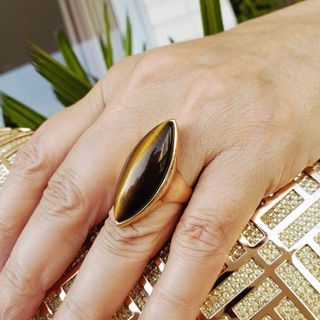 Anel Feminino Com Pedra Natural Navete Vários Modelos Banho De Ouro 18k 4783