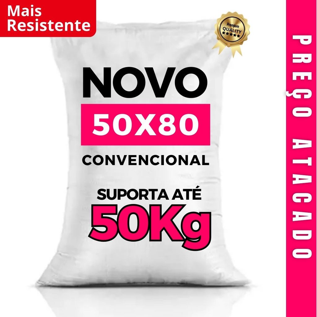 Saco de Ráfia Novo Liso Branco 50x80 Sacaria Entulho Construção Ração Grãos