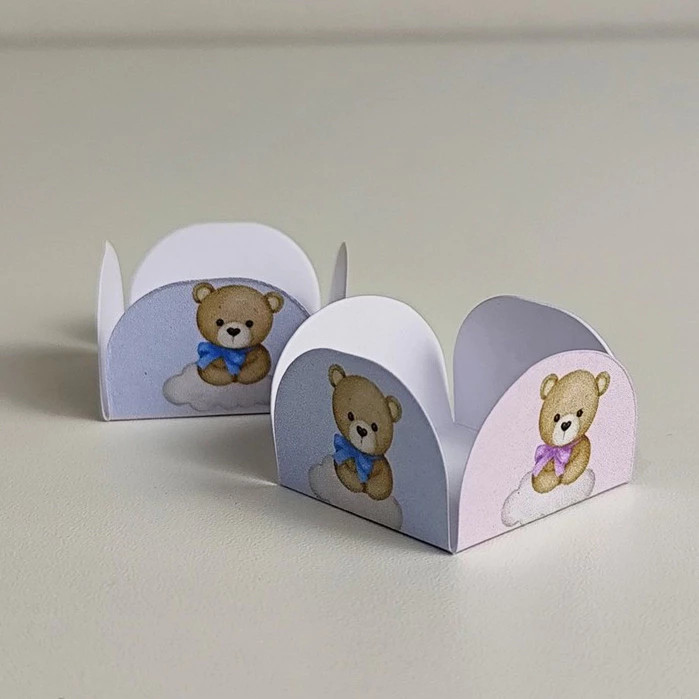 Forminhas chá revelação URSINHO AZUL E ROSA - Kit com Forminhas para doces festa de aniversário infantil