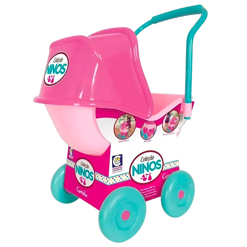 Carrinho de boneca com porta objetos e capota regulável Ninos Reborn