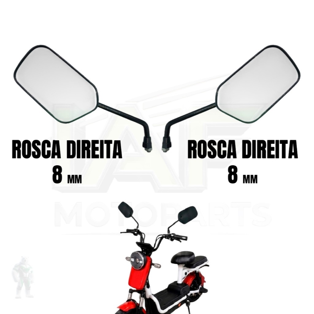 Par Espelho Retrovisor TITAN 150 Guidão Bicicleta Eletrica Mobilete Bike Motoriz