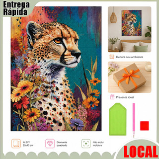 Kit de pintura diamante DIY (sala de flores de poleiro de leopardo) 30x40cm diamante quadrado artesanato arte decoração 
