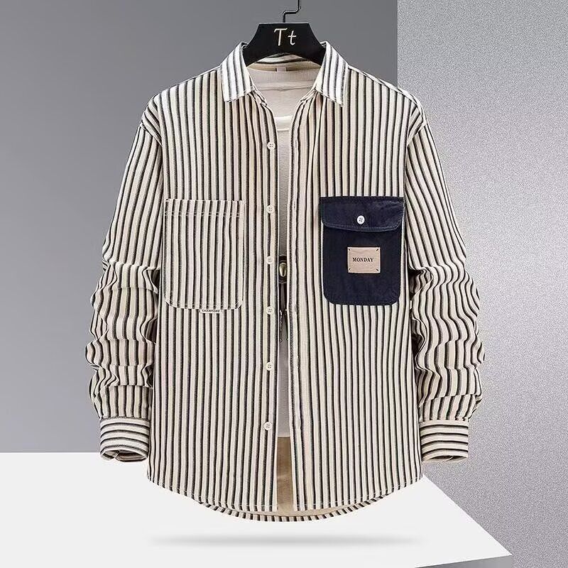 Nova camisa masculina roupas de outono solto nicho Design topos meninos na moda All-Match jaqueta Casual
