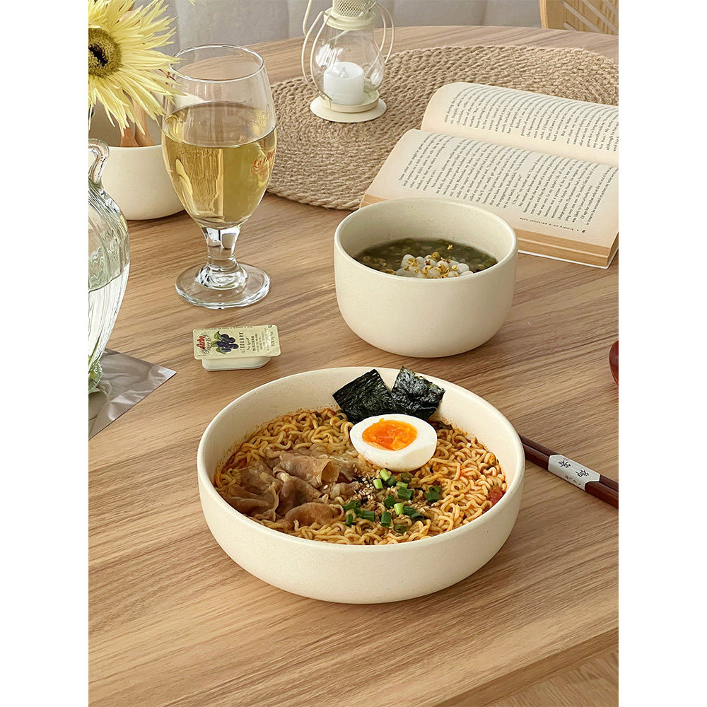 Muni estilo japonês fosco grande tigela de sopa tigela de arroz prato de sopa de cerâmica ponto de gergelim tigela de ma