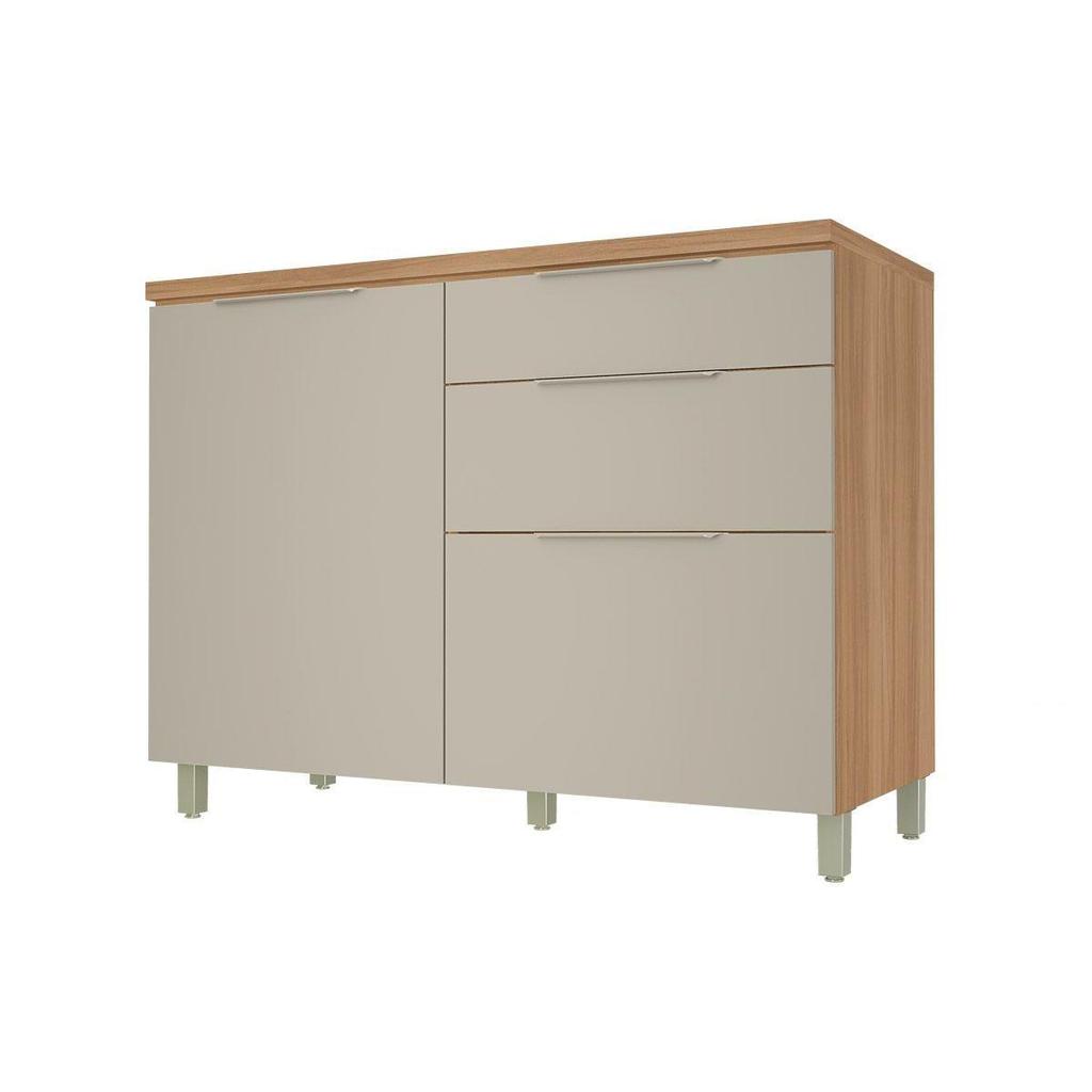 Imagem Balcão Cozinha Nesher Marquesa 1Pta 3Gavs 120cm Greige